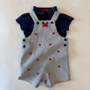 Little Me Blue Seersucker Outfit - Size 24 months